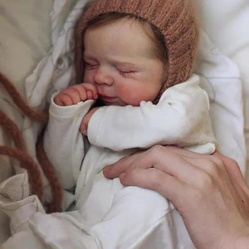 ROSHUAN Reborn Babypuppen Silikon Ganzkörper Vinyl Mädchen 45,7 cm schlafende realistische Neugeborene Babypuppe, die echt lebensecht aussehen Babypuppen Waschbares Spielzeug für Kinder Geschenke von ROSHUAN