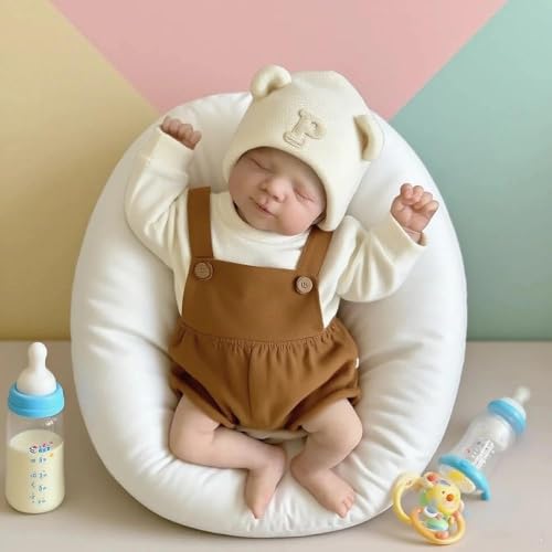 ROSHUAN Reborn Babypuppen Silikon Ganzkörper Vinyl Mädchen 45,7 cm schlafende realistische Neugeborene Babypuppe bemalte Haare die echt lebensecht aussehen Babypuppen Waschbares Spielzeug für Kinder von ROSHUAN