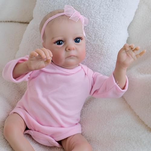 ROSHUAN Reborn Babypuppen Weicher Stoffkörper 16 Zoll 40 cm Realistische Babypuppe Mädchen, die wie EIN echtes Neugeborenes aussieht Lebensechte Reborn-Puppe für Kinder ab 3 Jahren von ROSHUAN
