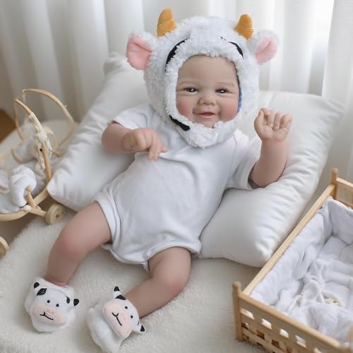 ROSHUAN Reborn Babypuppen aus Silikon, Ganzkörper-Vinyl-Mädchen, 48,3 cm, süßes Lächeln, realistische Babypuppe, die echt aussieht, lebensechte Neugeborenen-Puppen, Spielzeug für Kinder ab 3 Jahren ROSHUAN Reborn Babypuppen aus Silikon, Ganzkörper-Vinyl-Mädchen, 48,3 cm, süßes Lächeln, realistische Babypuppe, die echt aussieht, lebensechte Neugeborenen-Puppen, Spielzeug für Kinder ab 3 Jahren von ROSHUAN