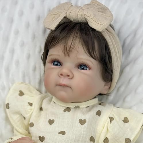 ROSHUAN Reborn Babypuppen mit Haaren, 45,7 cm, Bettie Real Life Babypuppe, realistisch aussehende Neugeborenenen-Mädchen-Augen, offen, Ganzkörper-Silikon-Vinyl, waschbar, Reborn-Puppen für 3 + ROSHUAN Reborn Babypuppen mit Haaren, 45,7 cm, Bettie Real Life Babypuppe, realistisch aussehende Neugeborenenen-Mädchen-Augen, offen, Ganzkörper-Silikon-Vinyl, waschbar, Reborn-Puppen für 3 + von ROSHUAN