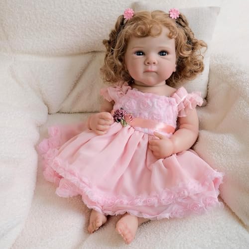 ROSHUAN Reborn Babypuppen mit Haaren, 45,7 cm, lebensechte Reborn-Babypuppen, realistische Neugeborene, Mädchen, Vollsilikon-Vinyl, anatomisch korrekt, Augen offen ROSHUAN Reborn Babypuppen mit Haaren, 45,7 cm, lebensechte Reborn-Babypuppen, realistische Neugeborene, Mädchen, Vollsilikon-Vinyl, anatomisch korrekt, Augen offen von ROSHUAN