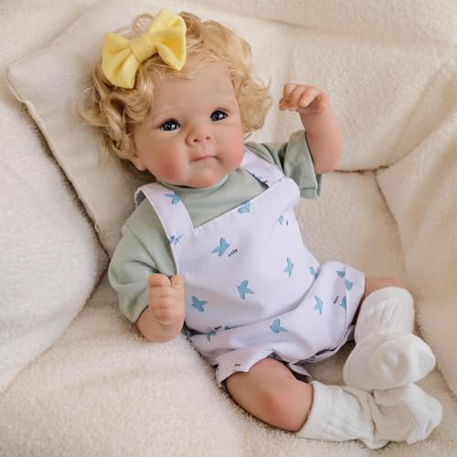 ROSHUAN Reborn Babypuppen mit blondem Haar, 45,7 cm, anatomisch korrektes Mädchen, lebensechte realistische Neugeborene Babypuppe, Silikon, Ganzkörper-Vinyl, Reborn-Puppen, waschbares Spielzeug ROSHUAN Reborn Babypuppen mit blondem Haar, 45,7 cm, anatomisch korrektes Mädchen, lebensechte realistische Neugeborene Babypuppe, Silikon, Ganzkörper-Vinyl, Reborn-Puppen, waschbares Spielzeug von ROSHUAN