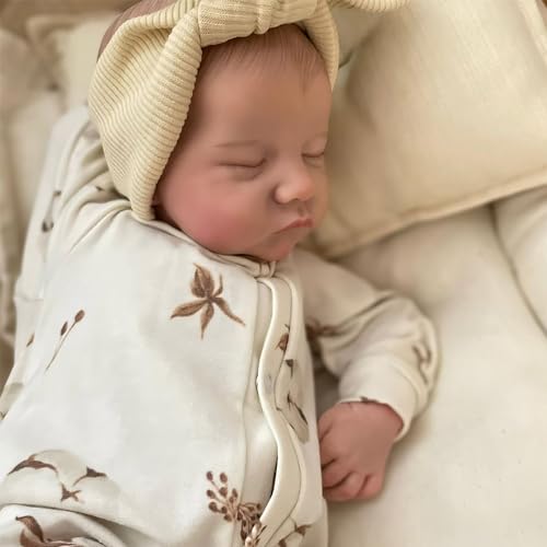 ROSHUAN Reborn Junge Baby Puppen 19 Zoll 48 cm Neugeborene Realistische Schlafende Babypuppen Anatomisch Korrekte Weiche Silikon wasserdichte Babypuppen von ROSHUAN