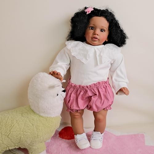 ROSHUAN Reborn Kleinkind 26 Zoll 65 cm Lebensechte Realisic Baby Puppen Die Wie Das Echte Leben Aussehen Stehendes Kleinkind Mädchen Handmade Cloth Body Reborn Baby Puppen Mädchen von ROSHUAN