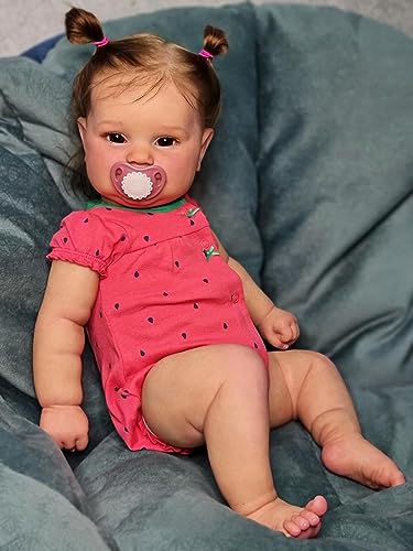 ROSHUAN Reborn-Kleinkind-Baby-Puppen 24 Zoll 60 cm Weicher Stoffkörper Realistisch Lebensechte Baby-Puppen Handgefertigt Echtes Leben Gewichtete Baby-Puppen von ROSHUAN