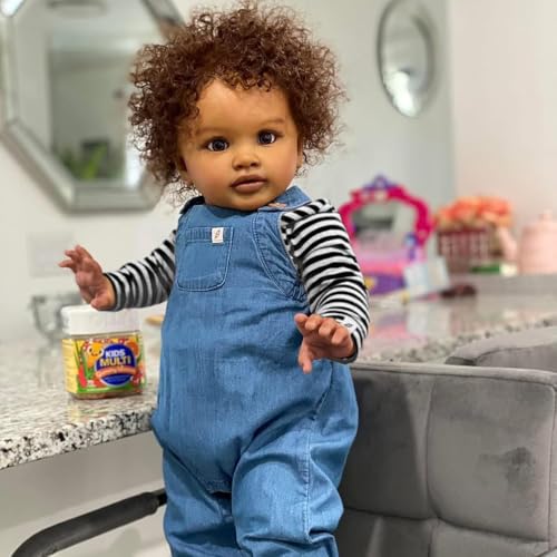 ROSHUAN Reborn-Kleinkindpuppen Schwarzer Junge Pippa 26 Zoll Afroamerikanische Reborn Babypuppen Weicher Stoffkörper Große Größe Realistische Kleinkind Puppe Dunkle Haut Babypuppe ROSHUAN Reborn-Kleinkindpuppen Schwarzer Junge Pippa 26 Zoll Afroamerikanische Reborn Babypuppen Weicher Stoffkörper Große Größe Realistische Kleinkind Puppe Dunkle Haut Babypuppe von ROSHUAN