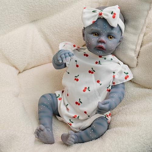 ROSHUAN Reborn Neugeborenes Baby Puppe Avatar 19 Zoll 48 cm Cloth Body Lifelike Realistic Avatar Puppen Die Real Life Looking Bebe Augen Opan Mit Fütterung Zubehör Aussehen von ROSHUAN