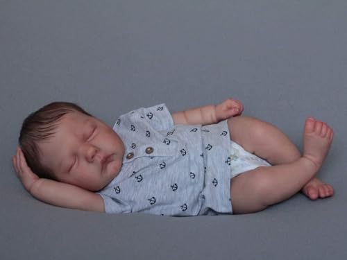 ROSHUAN Reborn Neugeborenes Baby Puppen 19 Zoll 48 cm Realistisch Real Life Baby Puppen Die Echt Aussehen Schlafendes Baby Lebensecht Weichen Stoff Körper Puppen Spielzeug von ROSHUAN