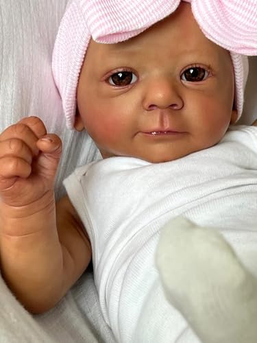 ROSHUAN Reborn-Puppen, Mädchen, 48,3 cm, weicher Stoffkörper, lebensechte, realistische Babypuppen, die echt aussehen, neugeborene Augen offen, handgefertigt, gewichtet, Spielzeug für Kinder ab 3 ROSHUAN Reborn-Puppen, Mädchen, 48,3 cm, weicher Stoffkörper, lebensechte, realistische Babypuppen, die echt aussehen, neugeborene Augen offen, handgefertigt, gewichtet, Spielzeug für Kinder ab 3 von ROSHUAN
