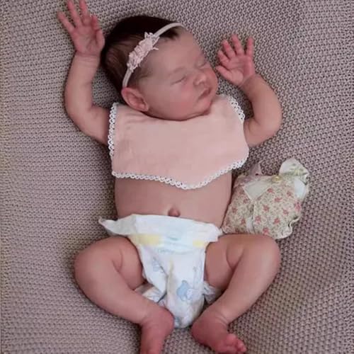 ROSHUAN Reborn Puppen 20 Zoll Realistische Neugeborene Babypuppen Weicher Vinylkörper mit Anatomisch Korrektem Lebensechten Baby Puppe Sieht Aus Wie EIN Echtes Baby (Schlafendes Mädchen) von ROSHUAN