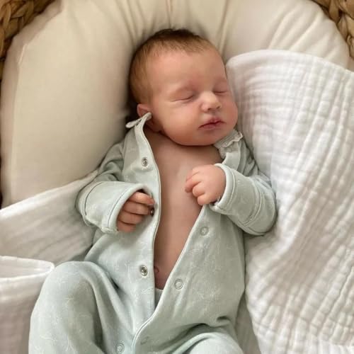 ROSHUAN Reborn Puppen Junge 20 Zoll Lebensgröße Realistisch Neugeborenes Babypuppe Die Echt Aussehen Weiches Vinyl Körper Lebensechte Schlafende Baby Puppe Handgemachtes Spielzeug von ROSHUAN
