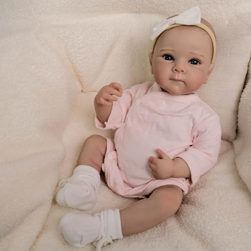 ROSHUAN Reborn Puppen Mädchen 18 Zoll 48 cm Realistische Baby Puppen Anatomisch Korrektes Baby Mädchen Lebensechte Neugeborene Baby Puppen Silikon Ganzkörper Vinyl Beschwerte Reborn Puppen Geschenke von ROSHUAN