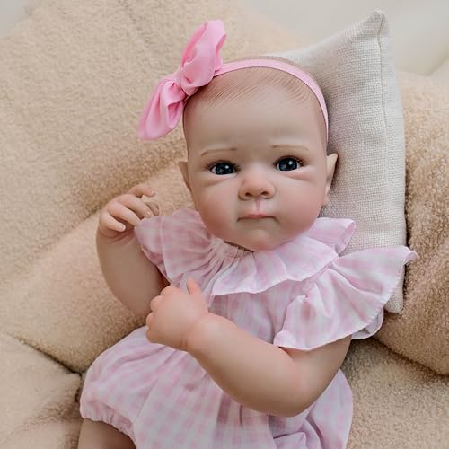 ROSHUAN Reborn Puppen Mädchen 18 Zoll Realistische Baby Puppe Lebensechte Neugeborene Babypuppen Anatomisch Korrekte Voll Vinyl Körper Sieht Wie EIN echtes Baby Handmade Spielzeug von ROSHUAN