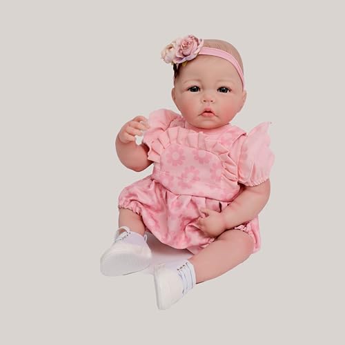 ROSHUAN Reborn Puppen Realistisches Mädchen 20 Zoll 50 cm Vollsilikon Vinyl Babies That Looks Real Baby Reborn Toddler Doll Anatomisch Korrekt Mädchen Spielzeug Geschenke von ROSHUAN