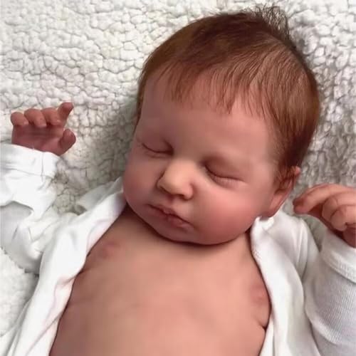 ROSHUAN Reborn Schlafende Baby Puppen 20 Zoll 50 cm Voll Silikon Vinyl Realistisch Neugeborenes Baby Puppen Echtes Leben Lebensechtes Weiches Baby Gewichtet Echt Aussehende Puppen von ROSHUAN