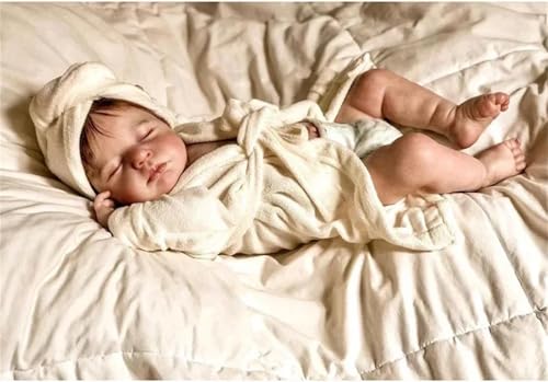 ROSHUAN Schlafende Reborn-Baby-Puppen 20 Zoll 50 cm Realistisch aussehende Neugeborenen-Mädchen-Silikon-Puppen, die wie echte Baby-Puppen Aussehen Silikon-Vollkörper-Vinyl-Baby-Spielzeug mit Gewicht von ROSHUAN