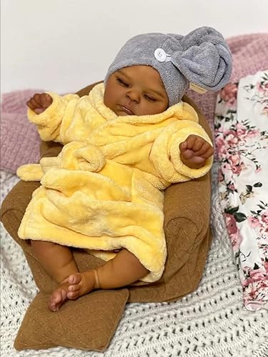 ROSHUAN Vollsilikon Vinyl Reborn Baby Puppen Schwarzes Mädchen 20 Zoll 50 cm Realistische Baby Puppe, Die Dem Echten Leben Ähnlich Sieht Schwarze Babys Neugeborene Puppen Mit Fütterung Spielzeug ROSHUAN Vollsilikon Vinyl Reborn Baby Puppen Schwarzes Mädchen 20 Zoll 50 cm Realistische Baby Puppe, Die Dem Echten Leben Ähnlich Sieht Schwarze Babys Neugeborene Puppen Mit Fütterung Spielzeug von ROSHUAN