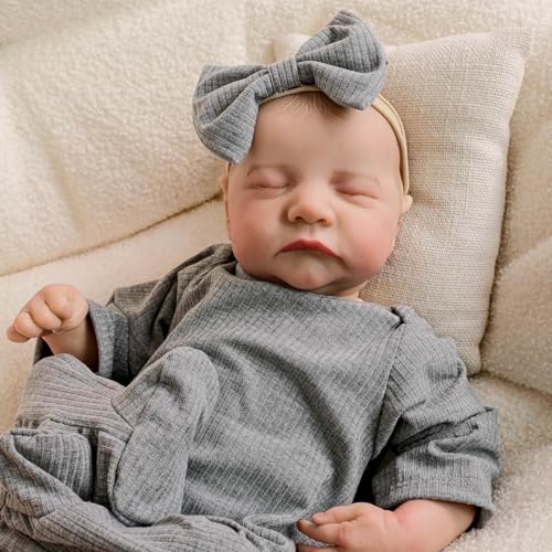 ROSHUAN Wiedergeborene Babypuppen Levi 19 Zoll 48 cm Realistische Neugeborene Schlafende Babymädchen Silikon Ganzkörperpuppen, Die Wie Das Echte Leben Aussehen Bebe Waschbares Spielzeug Geschenke von ROSHUAN