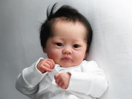 ROSHUAN Wiedergeborene Babypuppen Mit Gerooteten Haaren 19 Zoll 48 cm Stoffkörper Gewichtet Realistische Neugeborene Babypuppen Augen Offen Handgefertigt Echte Lebensechte Rebornpuppen ROSHUAN Wiedergeborene Babypuppen Mit Gerooteten Haaren 19 Zoll 48 cm Stoffkörper Gewichtet Realistische Neugeborene Babypuppen Augen Offen Handgefertigt Echte Lebensechte Rebornpuppen von ROSHUAN