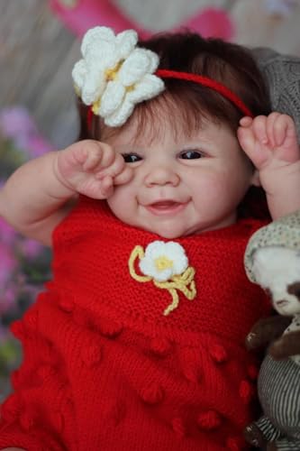 ROSHUAN Wiedergeborene Lächelnde Babypuppen 20 Zoll 50 cm Weiche Lebensechte Babypuppen Mit Kleidung Zubehör Realistisch Echt Aussehende Gewichtete Babypuppen von ROSHUAN