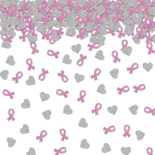 100 Stück Brustkrebs-Konfetti, rosa und silberfarbenes Glitzer-Hoffnungsband, Tischkonfetti, Krebszellen und Viren, Papierstreuung für Krebs-Mottoparty, krebsfreie Party-Tischdekoration 100 Stück Brustkrebs-Konfetti, rosa und silberfarbenes Glitzer-Hoffnungsband, Tischkonfetti, Krebszellen und Viren, Papierstreuung für Krebs-Mottoparty, krebsfreie Party-Tischdekoration von ROSTYAKZ