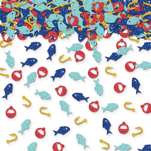 Fisch-Konfetti, buntes Glitzer-O-Fish-Ally Tisch-Konfetti, Fischer-Thema, Geburtstag, Papierstreuung, Fisch-Thema, Geburtstag/Ruhestand, Party, Tischdekoration, 100 Stück Fisch-Konfetti, buntes Glitzer-O-Fish-Ally Tisch-Konfetti, Fischer-Thema, Geburtstag, Papierstreuung, Fisch-Thema, Geburtstag/Ruhestand, Party, Tischdekoration, 100 Stück von ROSTYAKZ