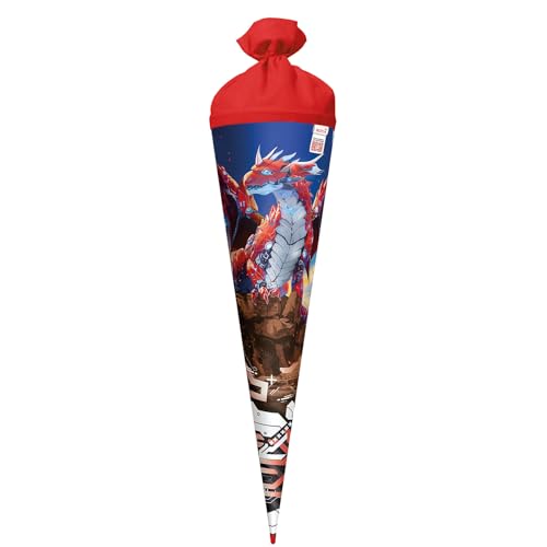 Motiv-Schultüte, Robo Drache, 70 cm, rund, Rot(h)-Spitze, Filzverschluss, Folie von ROTH