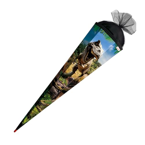 ROTH 10278794 Schultüte Tyrannosaurus 85 cm groß, runde Zuckertüte mit Tüllverschluss, Geschenkverpackung zur Einschulung, Schwarz ROTH 10278794 Schultüte Tyrannosaurus 85 cm groß, runde Zuckertüte mit Tüllverschluss, Geschenkverpackung zur Einschulung, Schwarz von ROTH