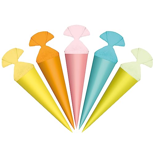 ROTH 5er Set Schultüten klein 22cm rund mit Kreppverschluss Deko ROTH 5er Set Schultüten klein 22cm rund mit Kreppverschluss Deko von ROTH