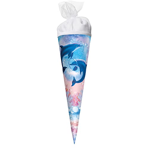 ROTH Geschenk-Schultüte groß Delfine 22 cm - rund Tüllverschluss - Zuckertüte Schulanfang ROTH Geschenk-Schultüte groß Delfine 22 cm - rund Tüllverschluss - Zuckertüte Schulanfang von ROTH