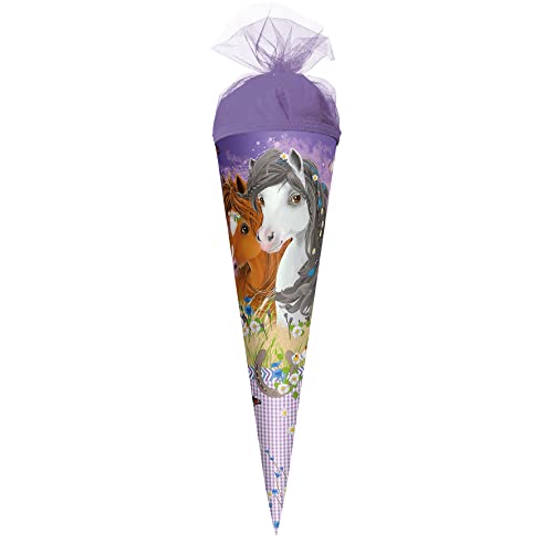 ROTH Geschenk-Schultüte klein Blumenpferde 50 cm - rund Tüllverschluss - Zuckertüte Schulanfang ROTH Geschenk-Schultüte klein Blumenpferde 50 cm - rund Tüllverschluss - Zuckertüte Schulanfang von ROTH
