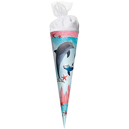 ROTH Geschenk-Schultüte klein Delfin mit Seesternen 50 cm - rund Tüllverschluss - Zuckertüte ROTH Geschenk-Schultüte klein Delfin mit Seesternen 50 cm - rund Tüllverschluss - Zuckertüte von ROTH