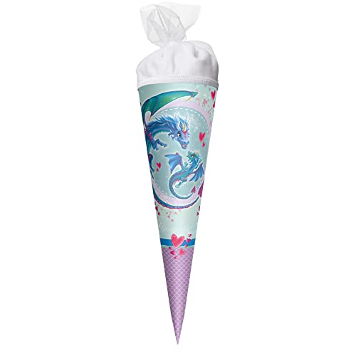 ROTH Geschenk-Schultüte klein Drachenliebe 22cm - rund Tüllverschluss - Zuckertüte Schulanfang ROTH Geschenk-Schultüte klein Drachenliebe 22cm - rund Tüllverschluss - Zuckertüte Schulanfang von ROTH