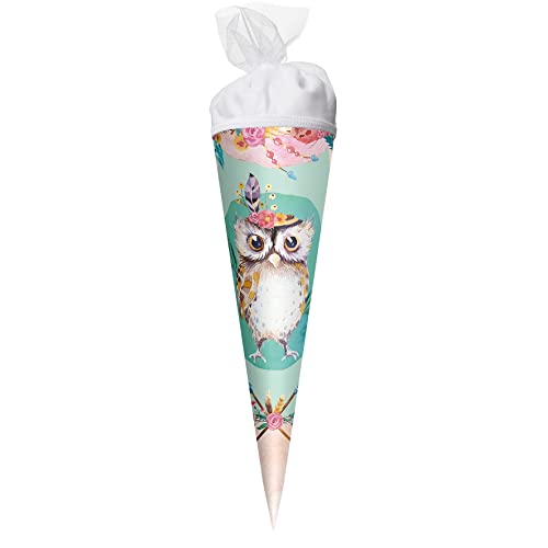 ROTH Geschenk-Schultüte klein Eule Lieselotte 22cm - rund Tüllverschluss - Zuckertüte Schulanfang von ROTH