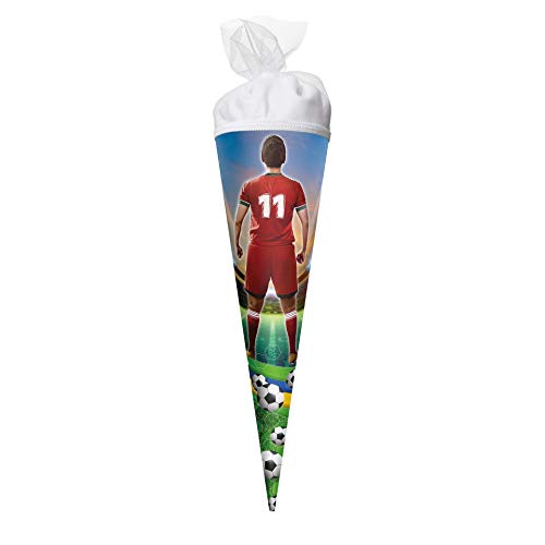 ROTH Geschenk-Schultüte klein Freistoß 50 cm - rund Tüllverschluss - Zuckertüte Fußball von ROTH
