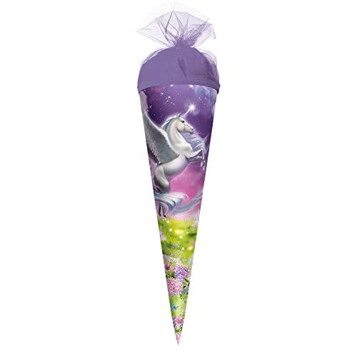 ROTH Geschenk-Schultüte klein Magic Pegasus 22 cm - rund Tüllverschluss - Zuckertüte Schulanfang von ROTH