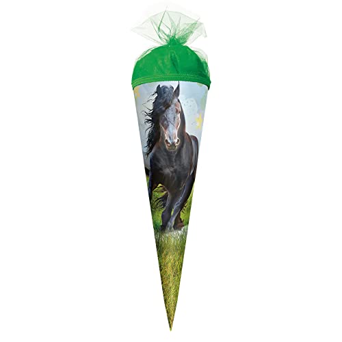 ROTH Geschenk-Schultüte klein Power Horse 22 cm - rund Tüllverschluss - Zuckertüte Schulanfang von ROTH