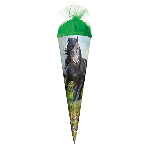 ROTH Geschenk-Schultüte klein Power Horse 50 cm - rund Tüllverschluss - Zuckertüte Schulanfang von ROTH