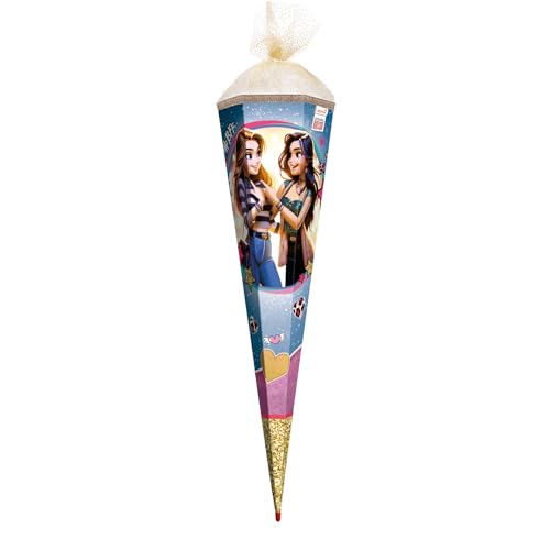 ROTH Motiv-Schultüte, Best Friends Forever, 85 cm, eckig, Rot(h)-Spitze, Tüllverschluss, Goldborte, Organza Gold von ROTH