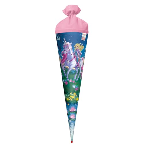 ROTH Motiv-Schultüte, Magische Einhornreiterin, 70 cm, rund, Rot(h)-Spitze, Filzverschluss von ROTH