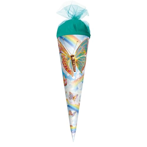 ROTH Motiv-Schultüte, Rainbow Butterfly, 35 cm, rund, Tüllverschluss von ROTH