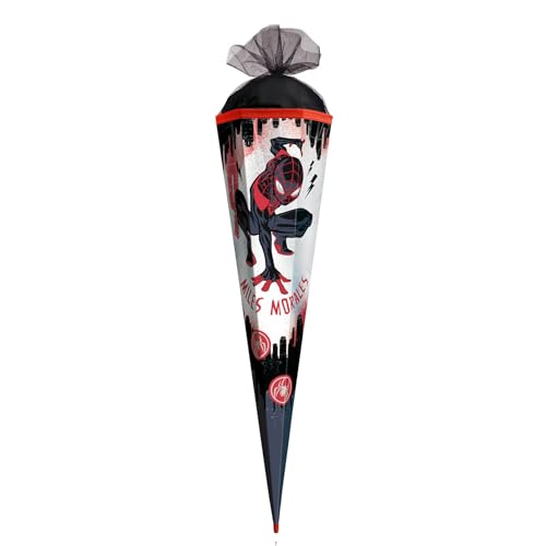 ROTH Schultüte, Marvel Spider-Man (Miles Morales), 85 cm, eckig, Rot(h)-Spitze, Tüllverschluss, Folie von ROTH