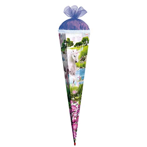 ROTH Schultüte groß Einhorn mit Fohlen mit Glitzer und Glitzerborte 85 cm - 6-eckig Rot(h)-Spitze Tüllverschluss - Zuckertüte ROTH Schultüte groß Einhorn mit Fohlen mit Glitzer und Glitzerborte 85 cm - 6-eckig Rot(h)-Spitze Tüllverschluss - Zuckertüte von ROTH