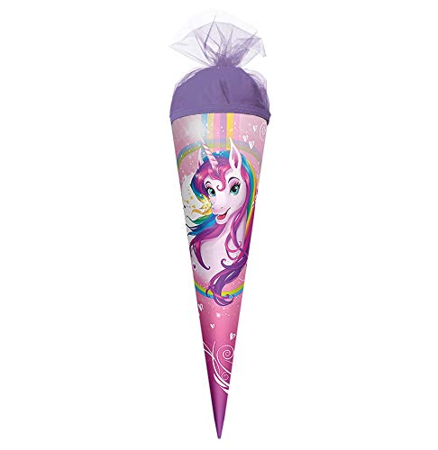 ROTH Geschenk-Schultüte Einhornportrait 22 cm klein - rund Tüllverschluss - Zuckertüte Einhorn von ROTH