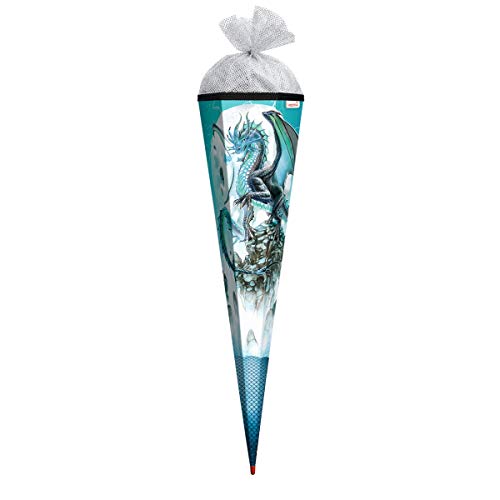 ROTH Schultüte Eisdrache groß mit Glanz-Folie 85 cm groß - 6-eckig Rot(h)-Spitze Tüllverschluss - Zuckertüte Drachen EIS ROTH Schultüte Eisdrache groß mit Glanz-Folie 85 cm groß - 6-eckig Rot(h)-Spitze Tüllverschluss - Zuckertüte Drachen EIS von ROTH