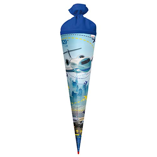ROTH Schultüte groß Flugzeug 70 cm - rund Rot(h)-Spitze Filzverschluss - Zuckertüte ROTH Schultüte groß Flugzeug 70 cm - rund Rot(h)-Spitze Filzverschluss - Zuckertüte von ROTH