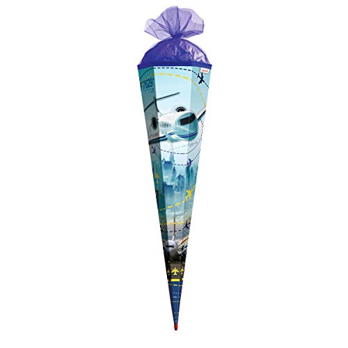 ROTH Schultüte groß Flugzeug 85 cm - 6-eckig Rot(h)-Spitze Tüllverschluss - Zuckertüte ROTH Schultüte groß Flugzeug 85 cm - 6-eckig Rot(h)-Spitze Tüllverschluss - Zuckertüte von ROTH
