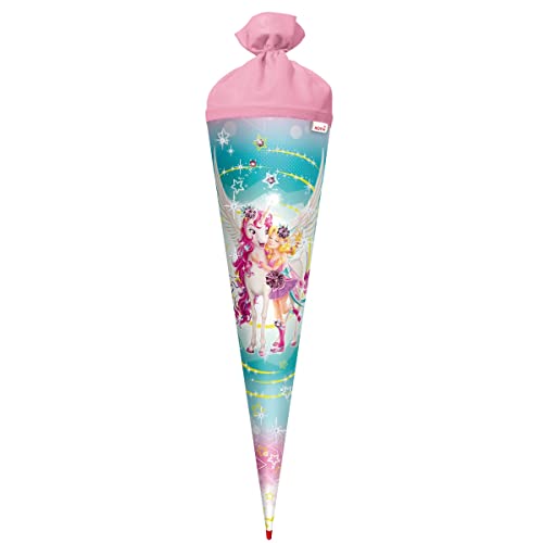 ROTH Schultüte Magisches Einhorn 70 cm groß - Glitzer - rund Rot(h)-Spitze Filzverschluss und Steine - Zuckertüte Mädchen von ROTH