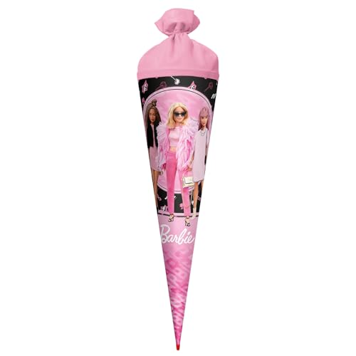 ROTH Schultüte groß Barbie 70 cm - rund, Filzverschluss, ROT(H)-Spitze - Zuckertüte Barbie Schulanfang von ROTH
